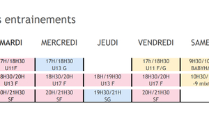 Planning des entraînements 2025/2026